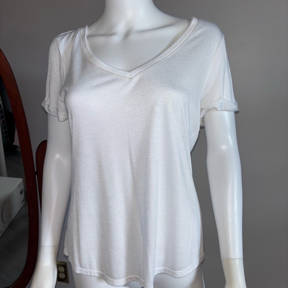 White House Black Market V-Neck White Tee